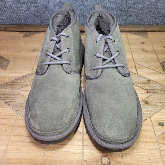 UGG Neumel Men's 14 Chukka Boot Charcoal Gray Suede US Faux Fur Warm Shoes 3236 - Picture 3 of 13